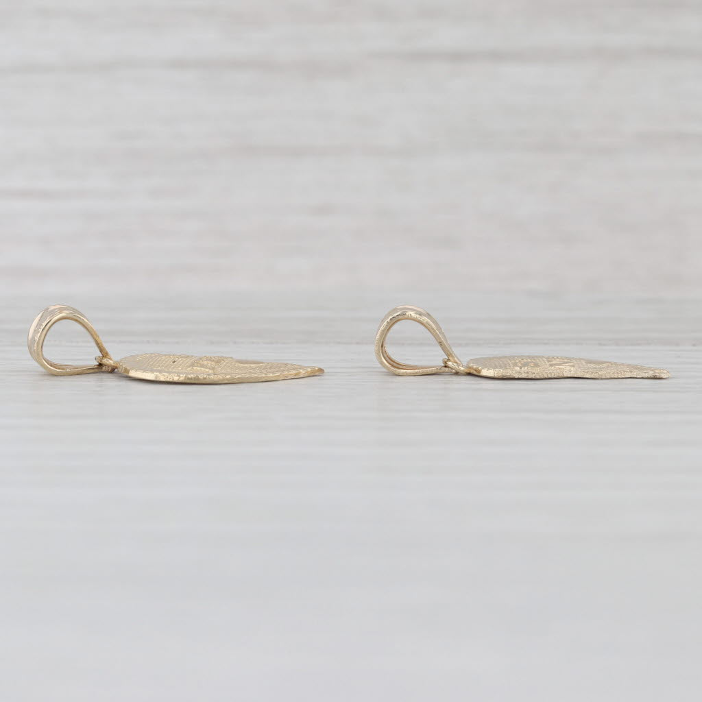 Best Friends Heart Halves 2 Drop Pendants 14k Yellow Gold Gift