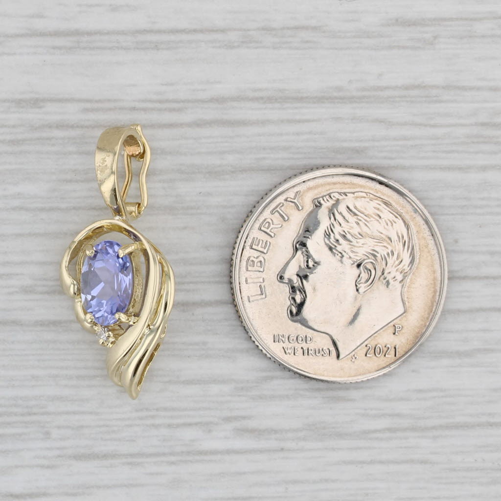 Gray 0.90ct Oval Tanzanite Diamond Pendant 14k Yellow Gold Enhancer Clip Bail