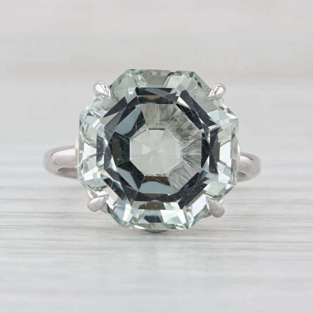 Tiffany Prasiolite Green Amethyst Ring w/ Box Sterling Silver Size 5.25