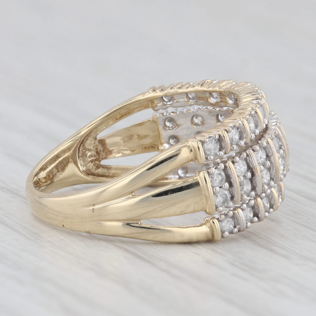 Gray 0.75ctw Diamond 3-Band Design 10k Yellow Gold Size 9 Anniversary