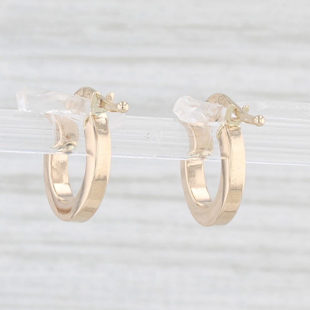 Light Gray New Small Round Hoop Earrings 14k Yellow Gold Pierced Snap Top Hoops