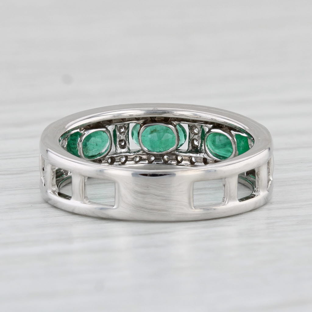 Light Gray 0.85ctw Emerald Diamond Ring 14k White Gold Size 6 Stackable Wedding Band