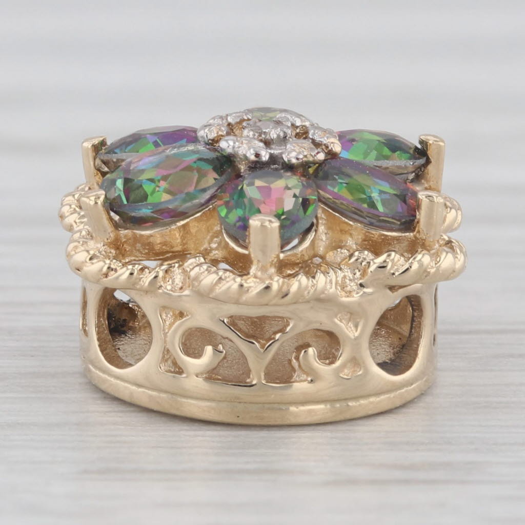 Light Gray 1.20ctw Mystic Topaz Flower Slide Bracelet Charm 14k Yellow Gold Richard Klein