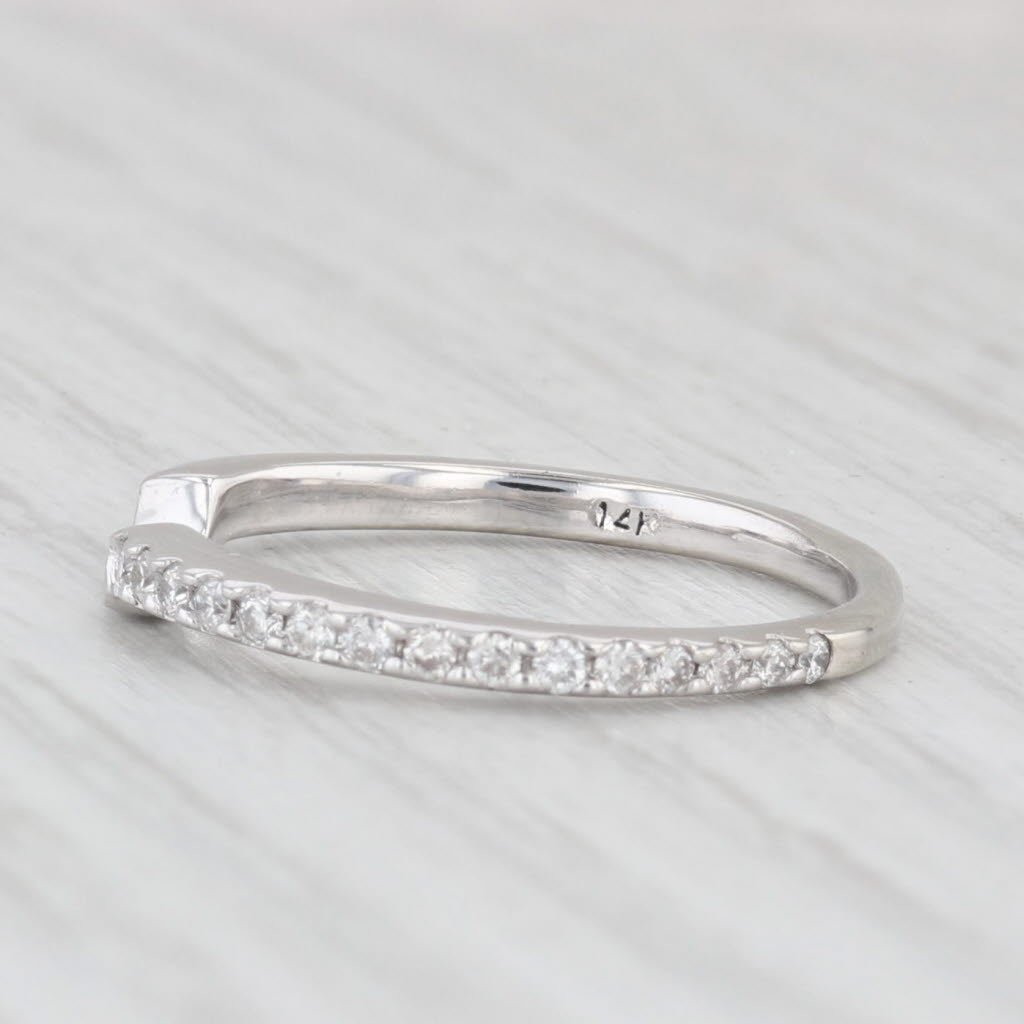 Light Gray 0.30ctw Diamond Wedding Band Guard 14k White Gold Sz 4.75 Stackable Anniversary