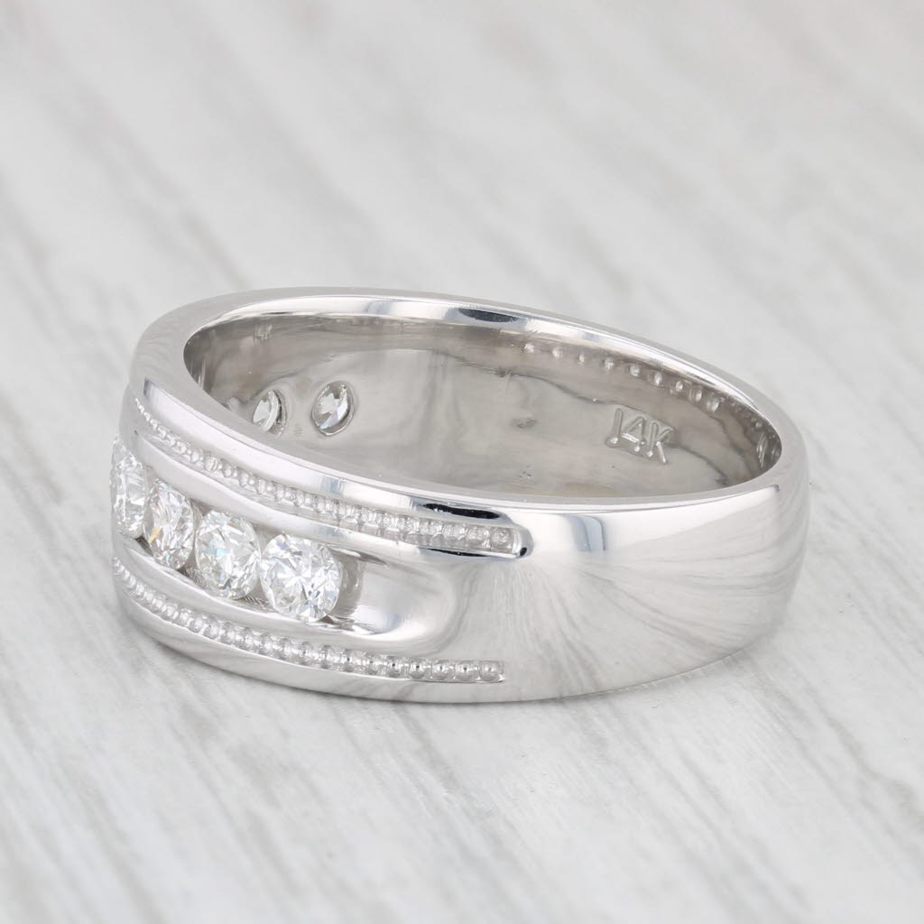 Light Gray 0.73ctw Men's Diamond Wedding Band 14k White Gold Size 8.5