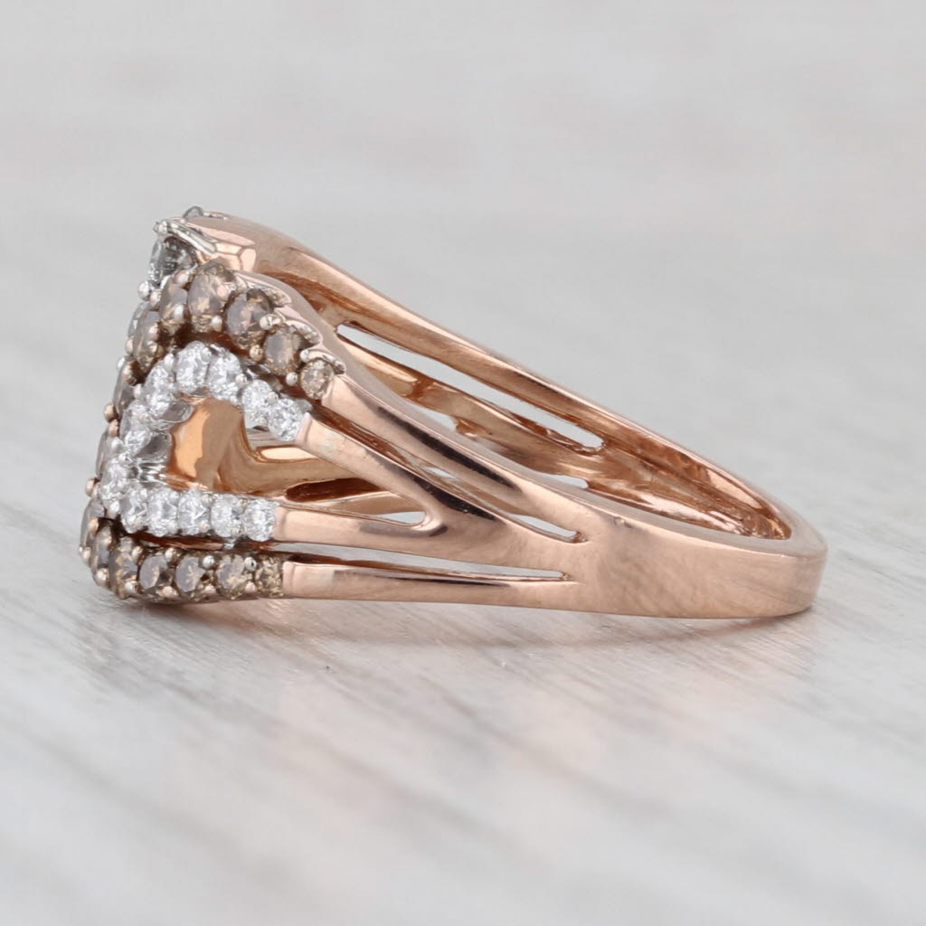 Light Gray 1.12ctw Champagne White Diamond Bypass Ring 14k Rose Gold Size 7.75 Cocktail