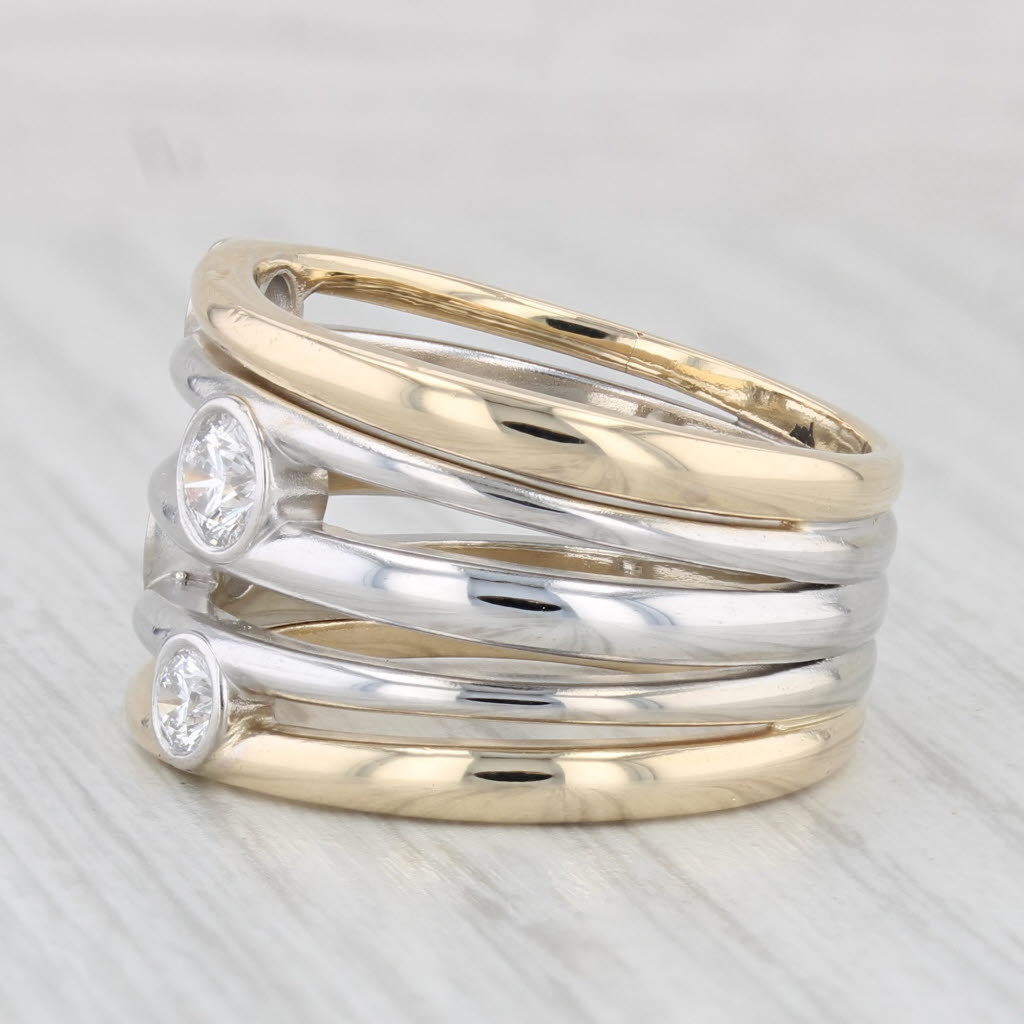 Light Gray 1.03ctw Diamond Orbit Multi-Band Ring 14k Yellow White Gold Size 8.5 Custom