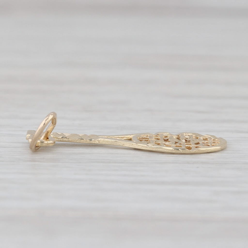 Small Tennis Racket Pendant 14k Yellow Gold Charm