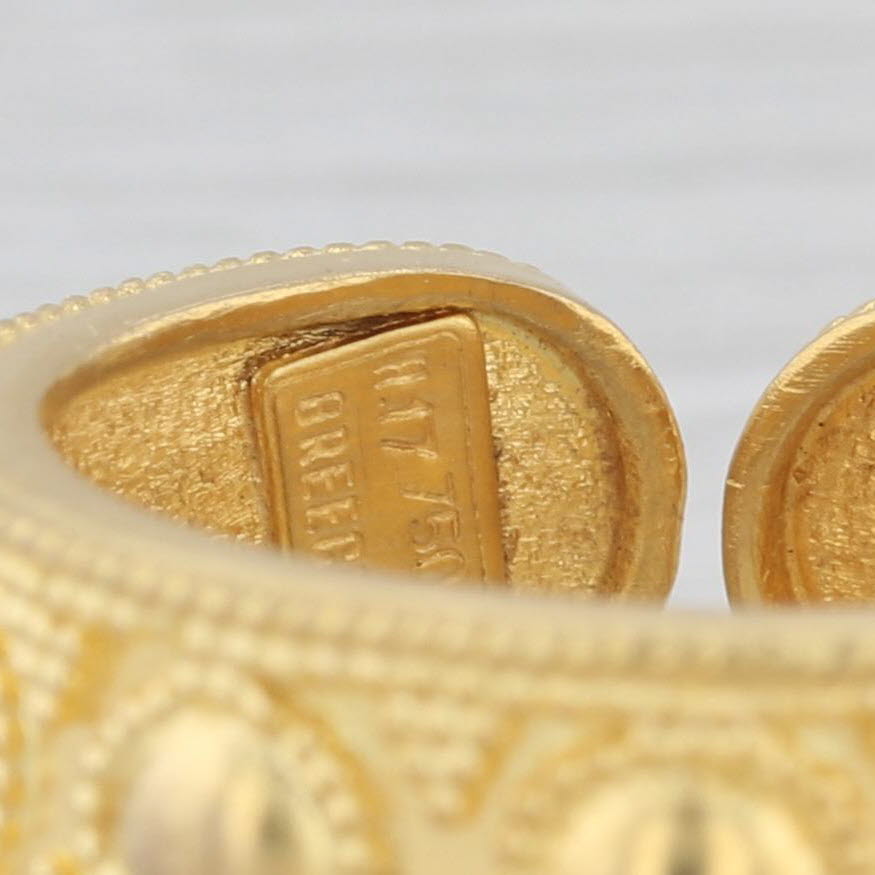 Wheat Ilias Lalaounis Ornate Dots Ring 18k Yellow Gold Adjustable Size Greece