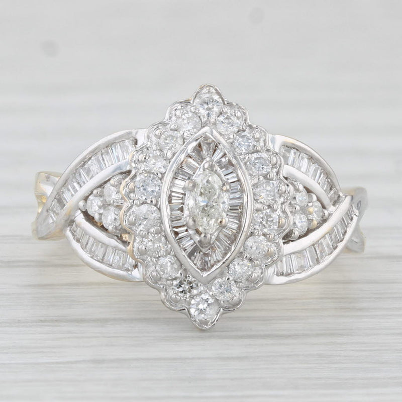 1.03ctw Diamond Ring 14k White Yellow Gold Size 7 Engagement