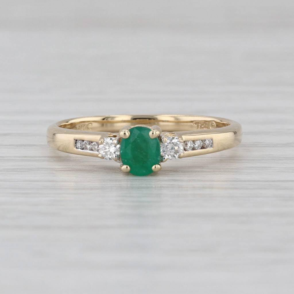 0.36ctw Emerald Diamond Ring 14k Yellow Gold Size 7 Engagement