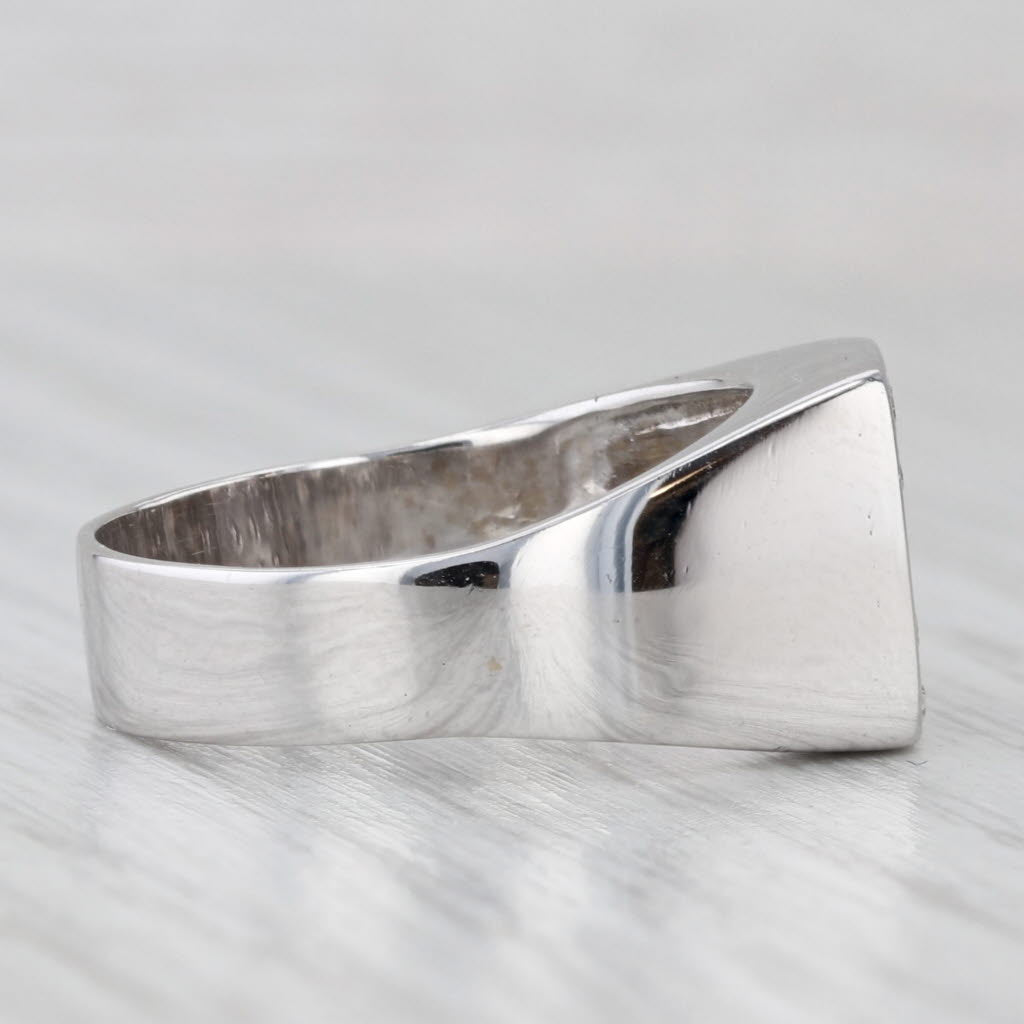 Light Gray 0.15ctw Pave Diamond Ring 14k White Gold Size 8 Wide Tapering Band