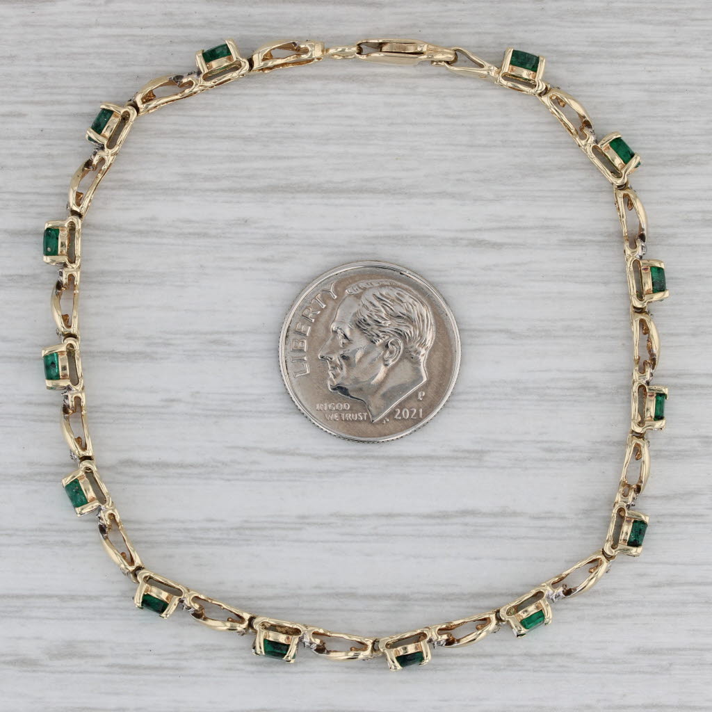 Gray 2.38ctw Emerald Diamond Tennis Bracelet 10k Yellow Gold 7" 3.6mm