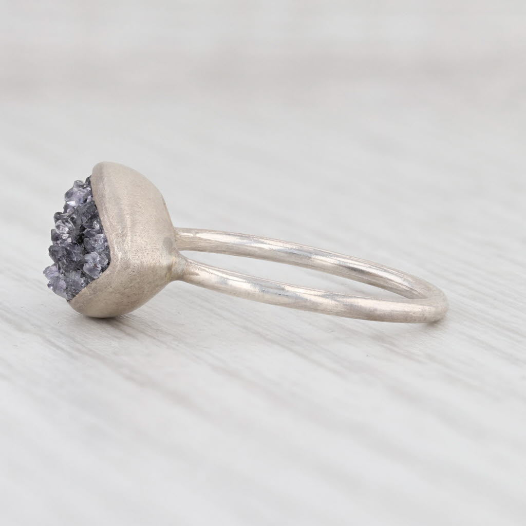 New Nina Wynn Ring Druzy Amethyst Sterling Silver Gemstone Statement Size 7
