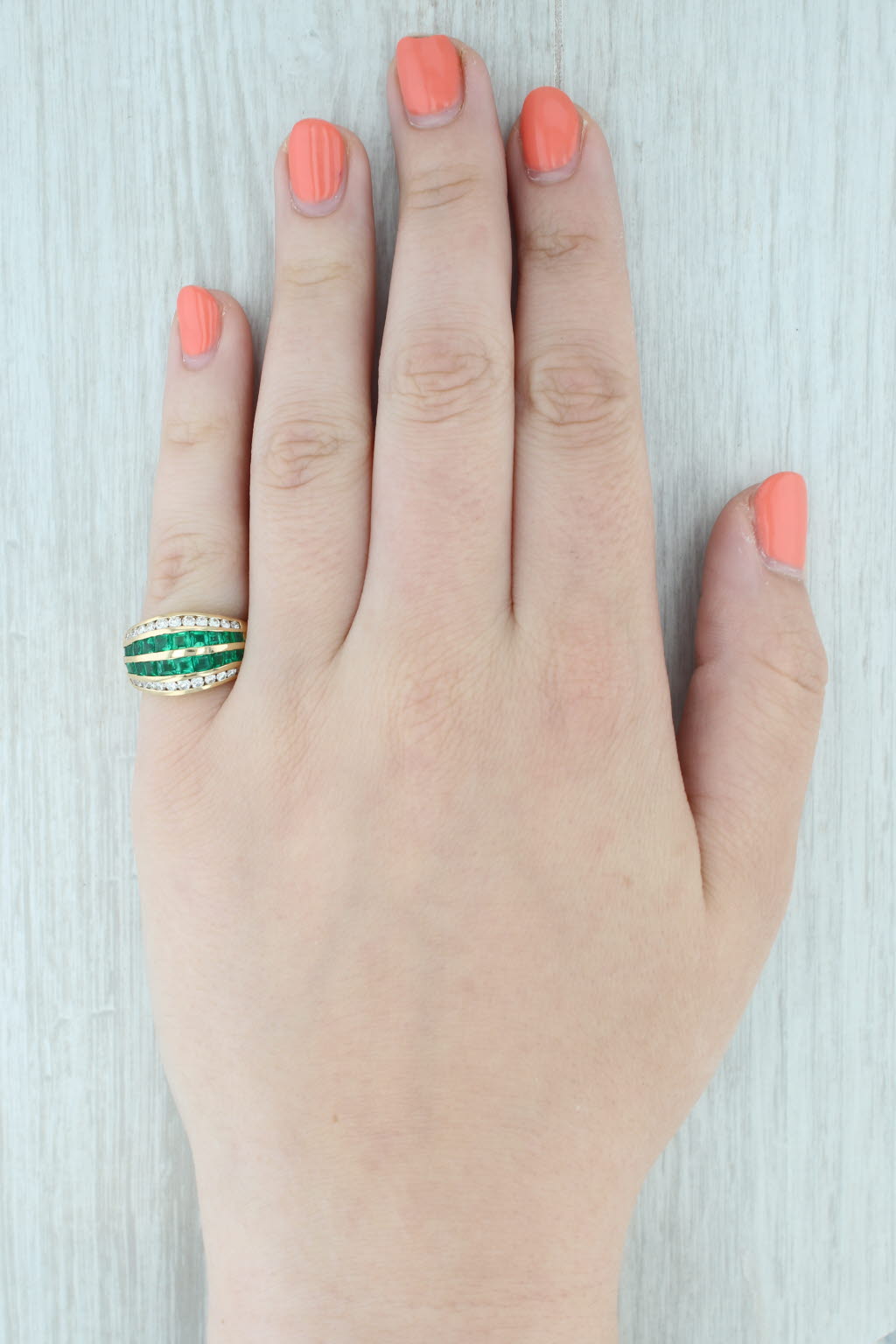 2.44ctw Emerald Diamond Ring 18k Yellow Gold Size 6.5
