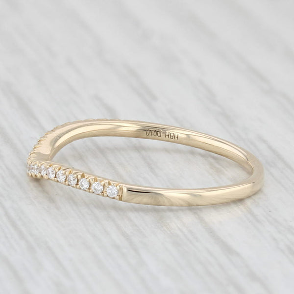 New Contoured Diamond Wedding Band 14k Yellow Gold Stackable Guard Size 6.5