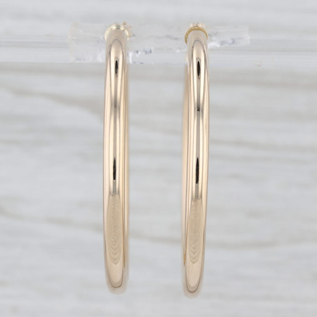 Large Hoop Earrings 10k Yellow Gold Snap Top Posts Round Hoops 38.5 x 3mm