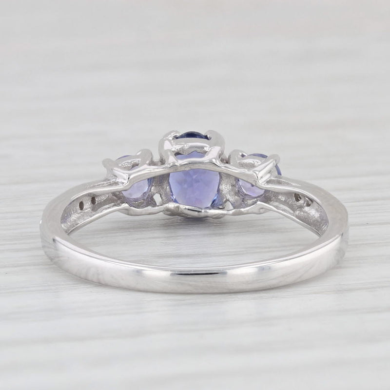 0.94ctw Tanzanite Diamond Ring 14k White Gold Size 7 3-Stone Engagement