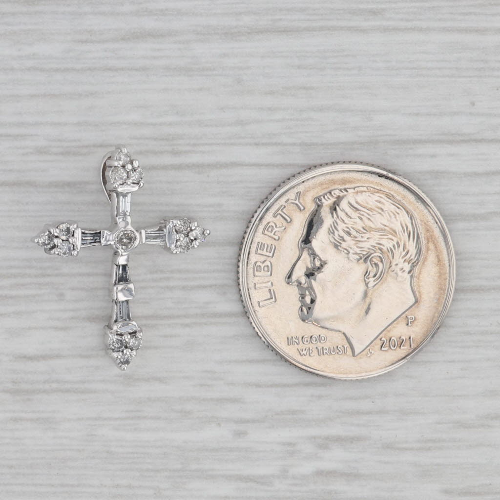 Gray Small 0.23ctw Diamond Cross Pendant 10k White Gold