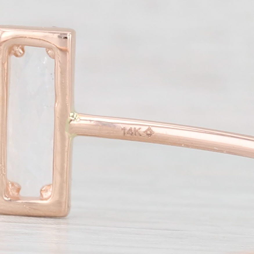 Light Gray New Moonstone Diamond Halo Cuff Bracelet 14k Rose Gold 6.75" Adjustable