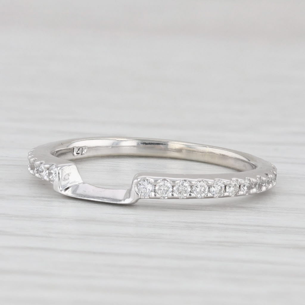 Light Gray 0.30ctw Diamond Wedding Band Guard 14k White Gold Sz 4.75 Stackable Anniversary