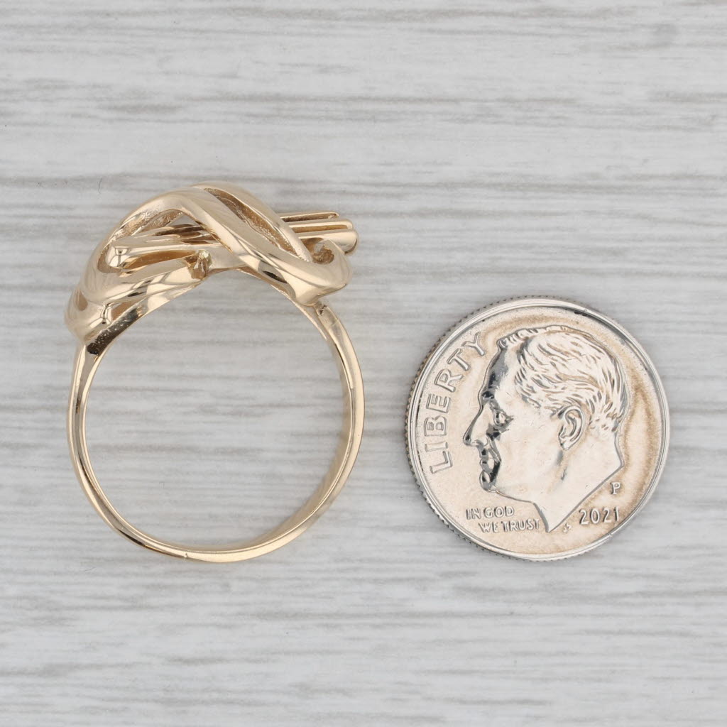 Gray Abstract Knot Work Ring 14k Yellow Gold Size 7.75 Statement
