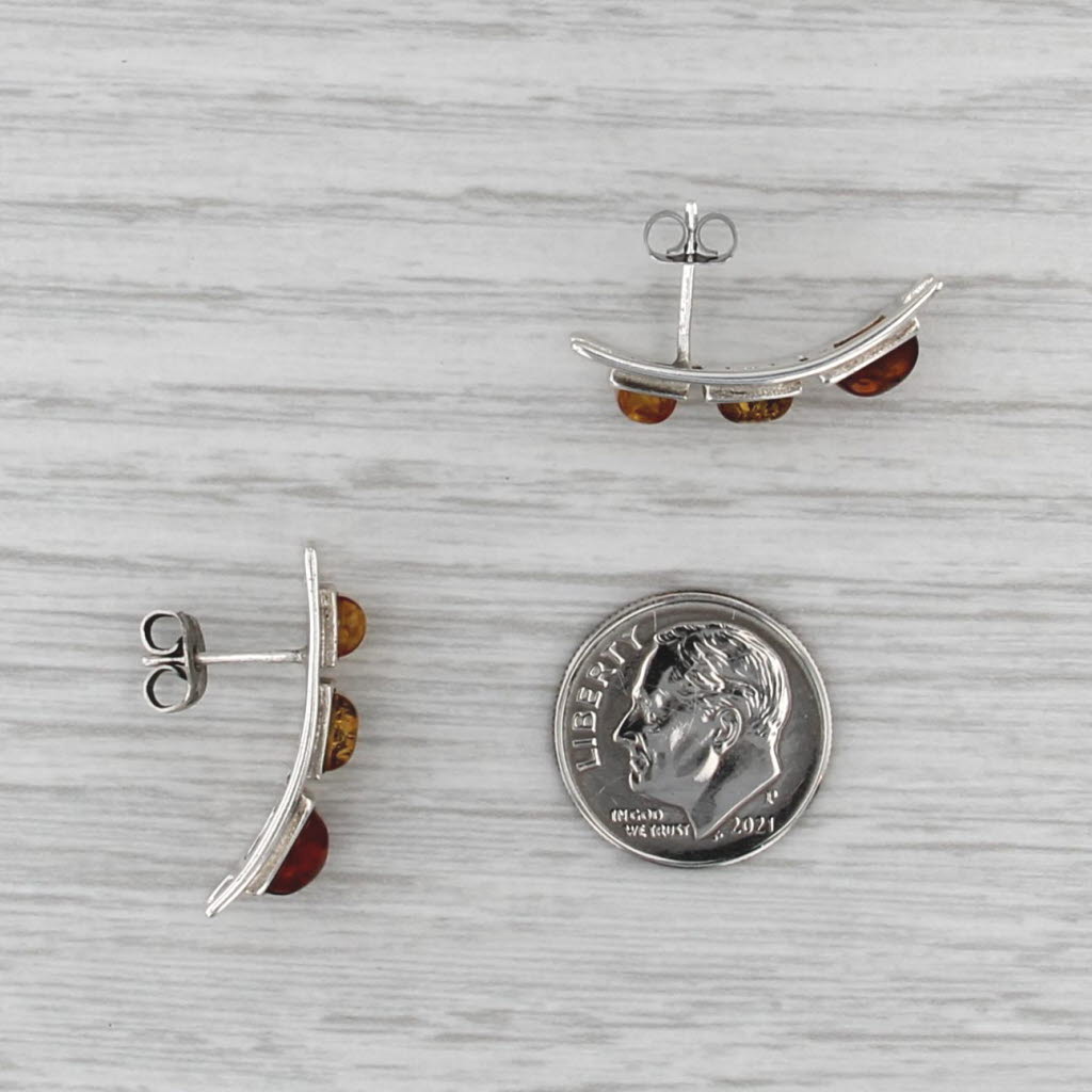 Multicolor Amber Drop Earrings Sterling Silver Butterfly Backs