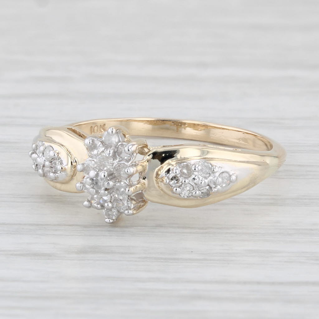 Light Gray 0.18ctw Diamond Cluster Engagement Ring 10k Yellow Gold Size 7.5