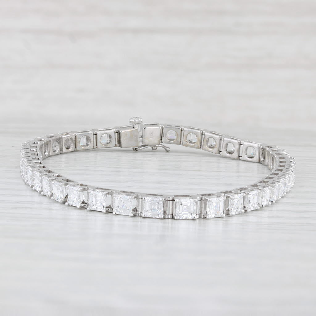 Light Gray 10ctw VS2 Square Diamond Tennis Bracelet 14k White Gold 7.5" 3.9mm