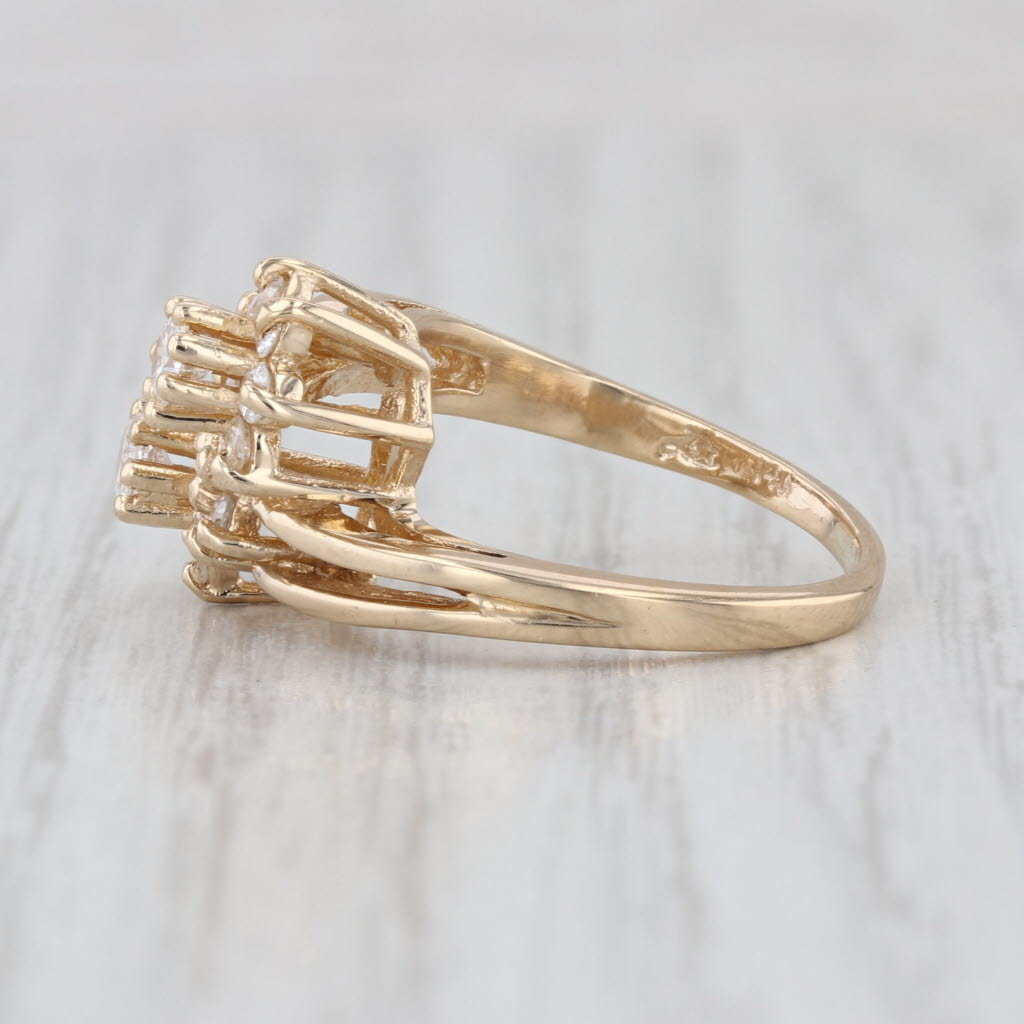0.65ctw Diamond Flower Bypass Ring 14k Yellow Gold Size 5.5