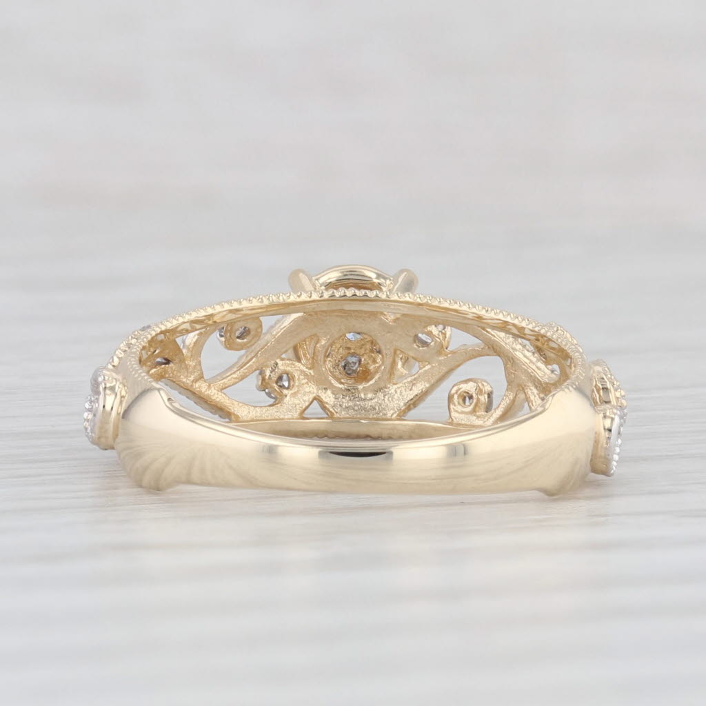 Light Gray 0.15ctw Diamond Cluster Engagement Ring Filigree Vine Work Size 7