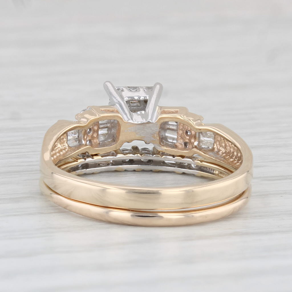 Light Gray 0.51ctw Engagement Ring Wedding Band Bridal Set 14k Yellow Gold Size 8.75