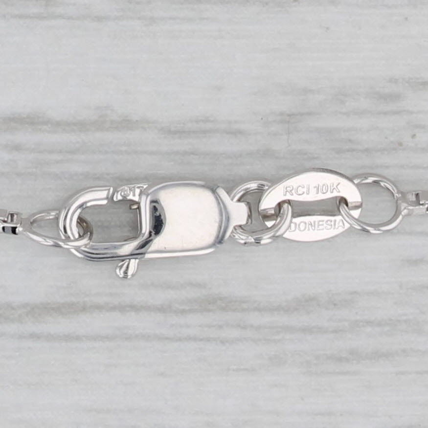 New Box Chain Necklace 10k White Gold 20" 0.9mm