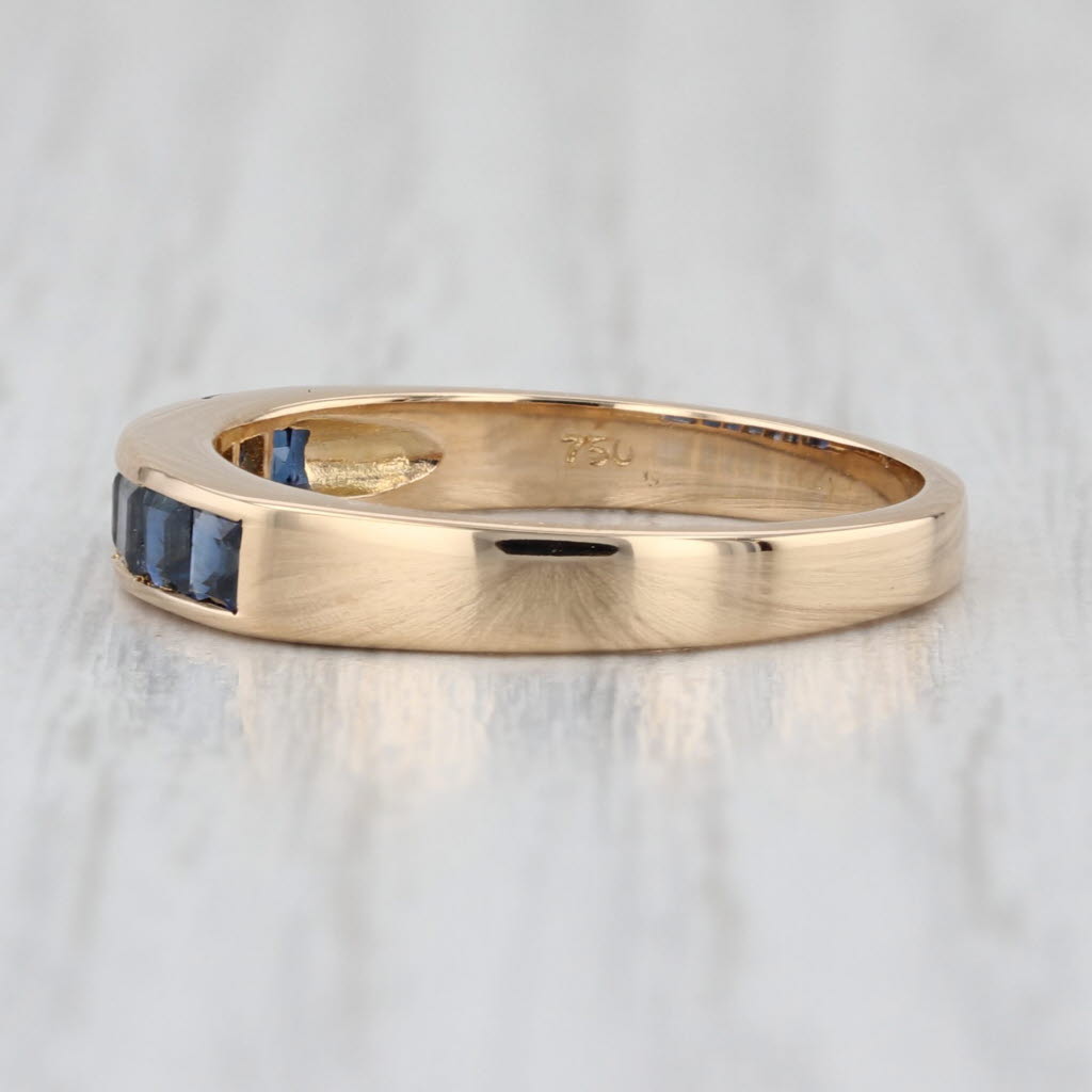0.80ctw Blue Sapphire Ring 18k Yellow Gold Stackable Band Size 6.75