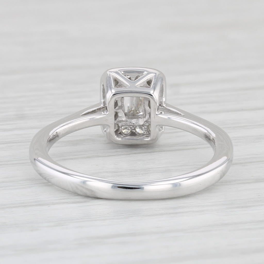 Light Gray 0.17ctw Diamond Halo Engagement Ring 14k White Gold Size 5