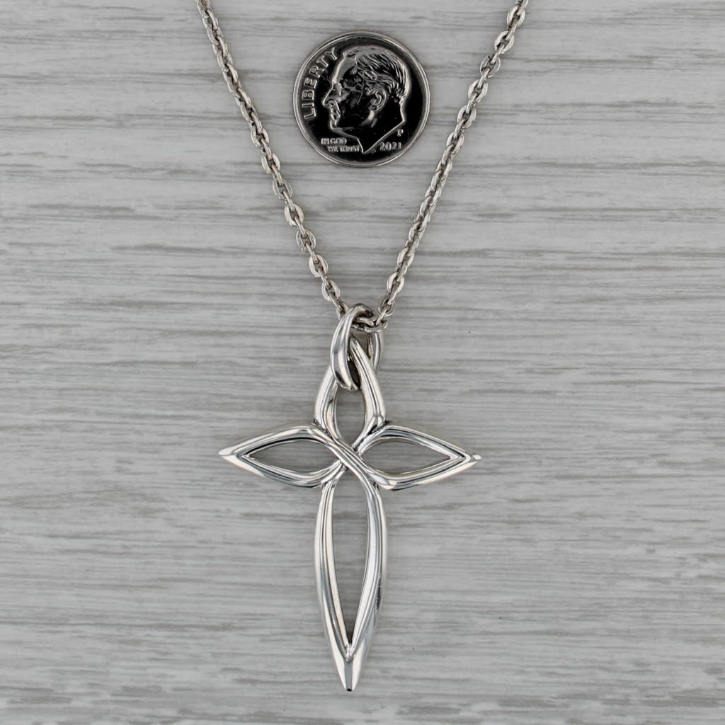 Ann King Arabesque Cross Pendant Necklace Sterling Silver 19.5" Cable Chain