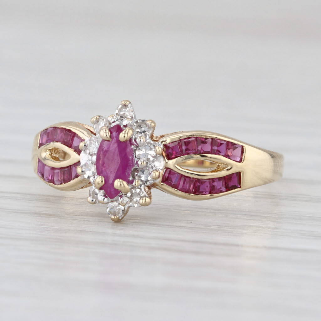 0.56ctw Natural & Lab Created Ruby Diamond Ring 14k Yellow Gold Size 8