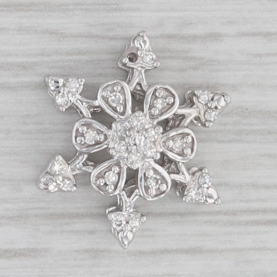 Gray Diamond Accented Snowflake Pendant 10k White Gold Charm