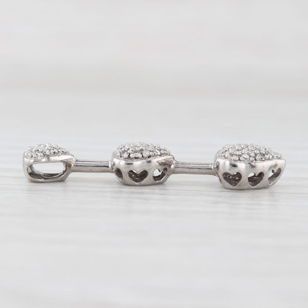 Light Gray 0.33ctw Diamond Journey Hearts Pendant 14k White Gold Floating Drop