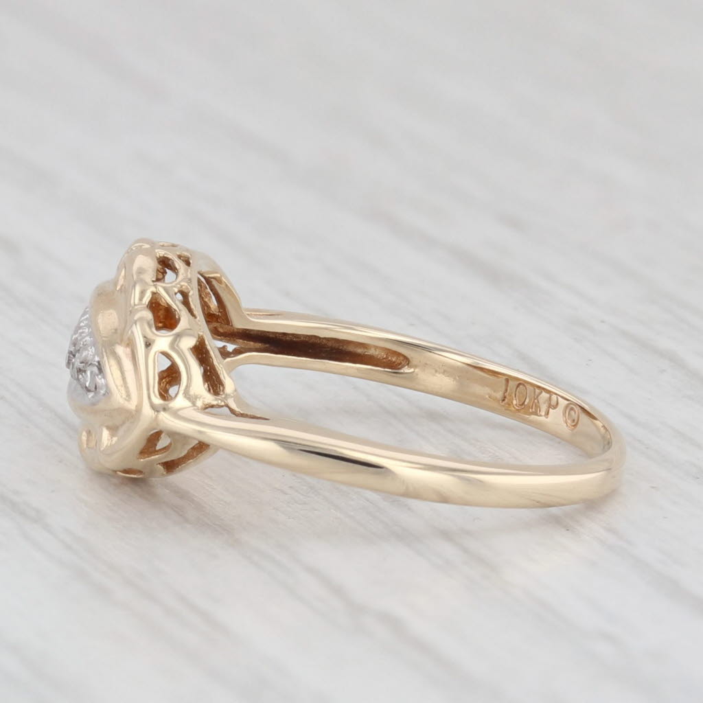Light Gray Vintage Diamond Accented Ring 10k Yellow Gold Size 4.5