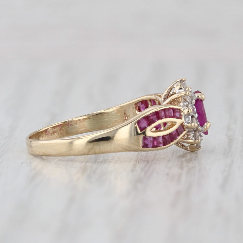 1.10ctw Marquise Ruby Diamond Halo Ring 14k Yellow Gold Size 7