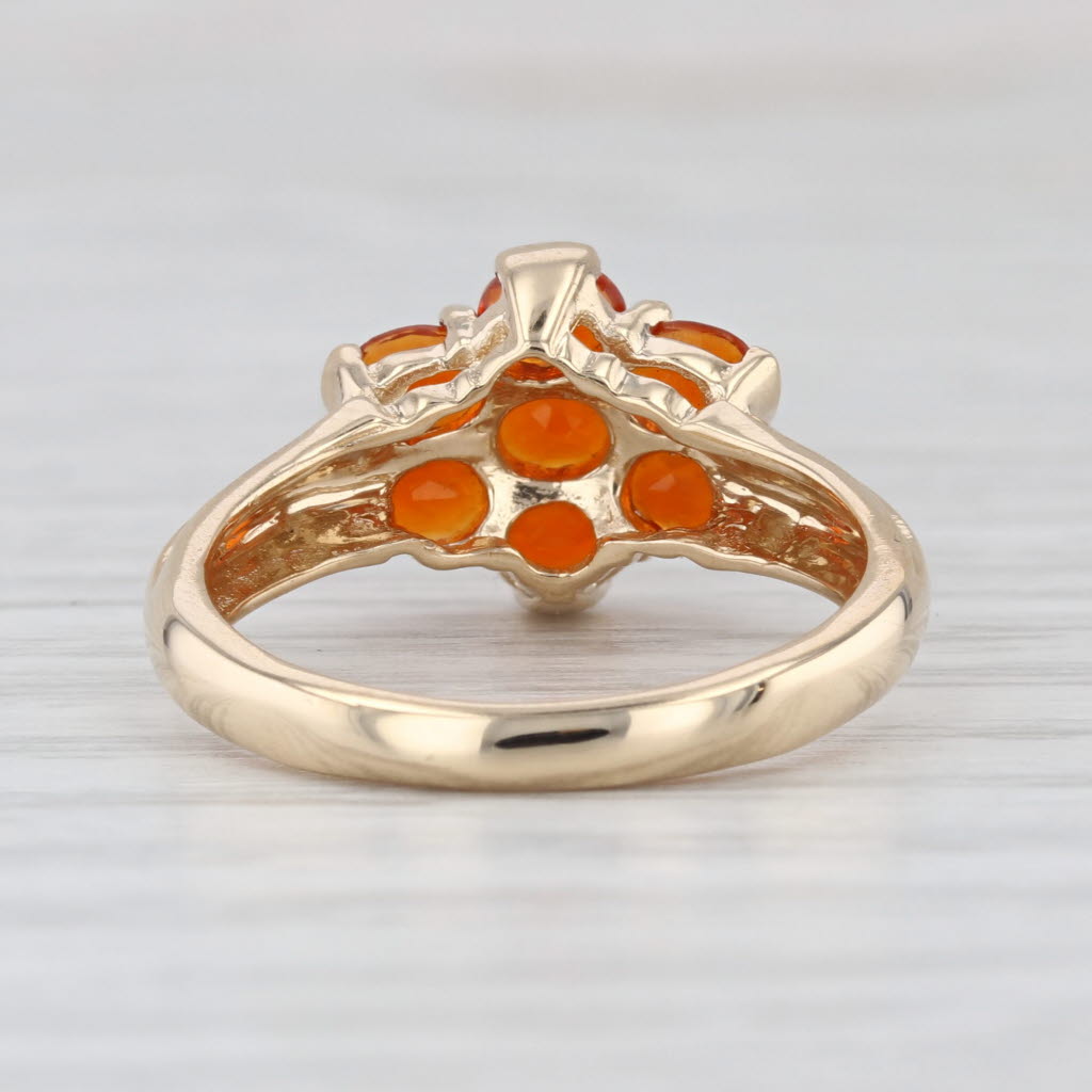 0.70ctw Fire Opal Cluster Ring 14k Yellow Gold Size 7