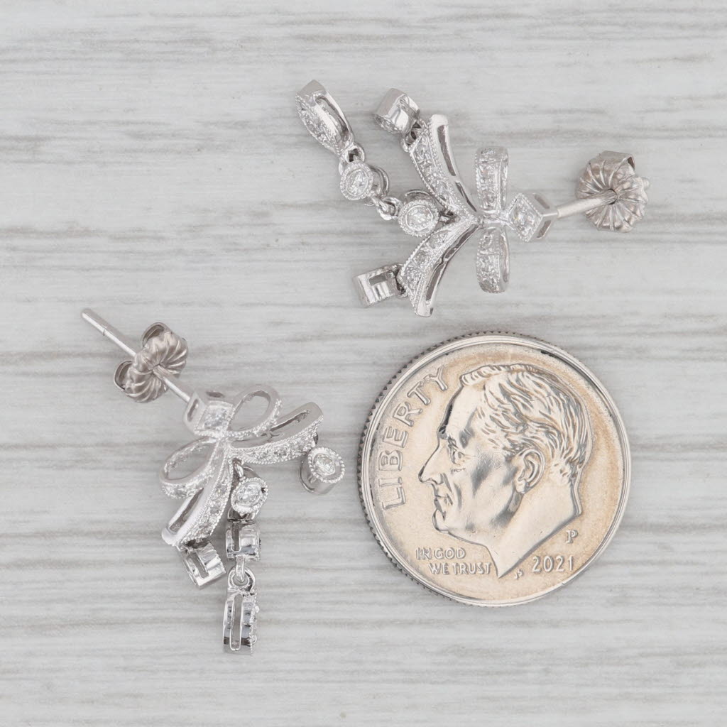 Gray 0.25ctw Diamond Bow Drop Earrings 14k White Gold