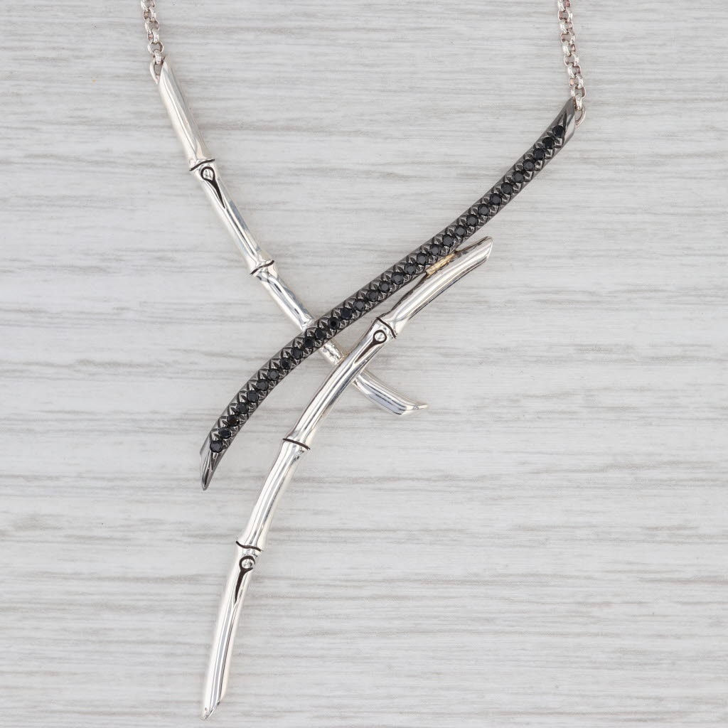 Light Gray John Hardy Bamboo Collection Statement Necklace 0.30ctw Sapphire Sterling Silver