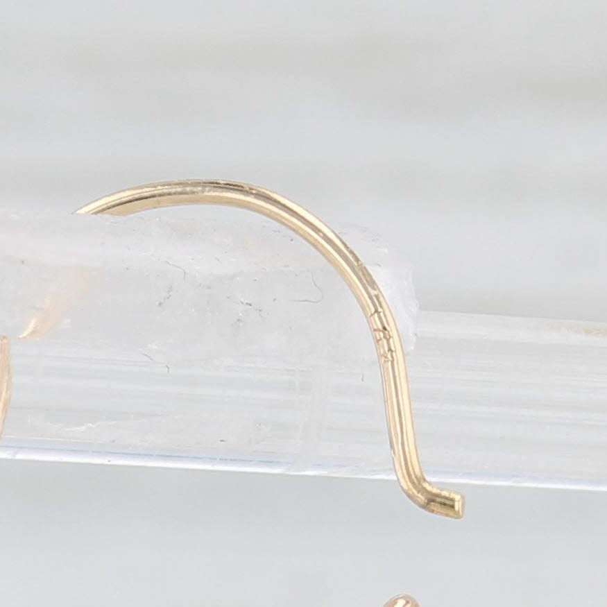 Light Gray Hammered Drop Earrings 14k Yellow Gold Pierced Hoops
