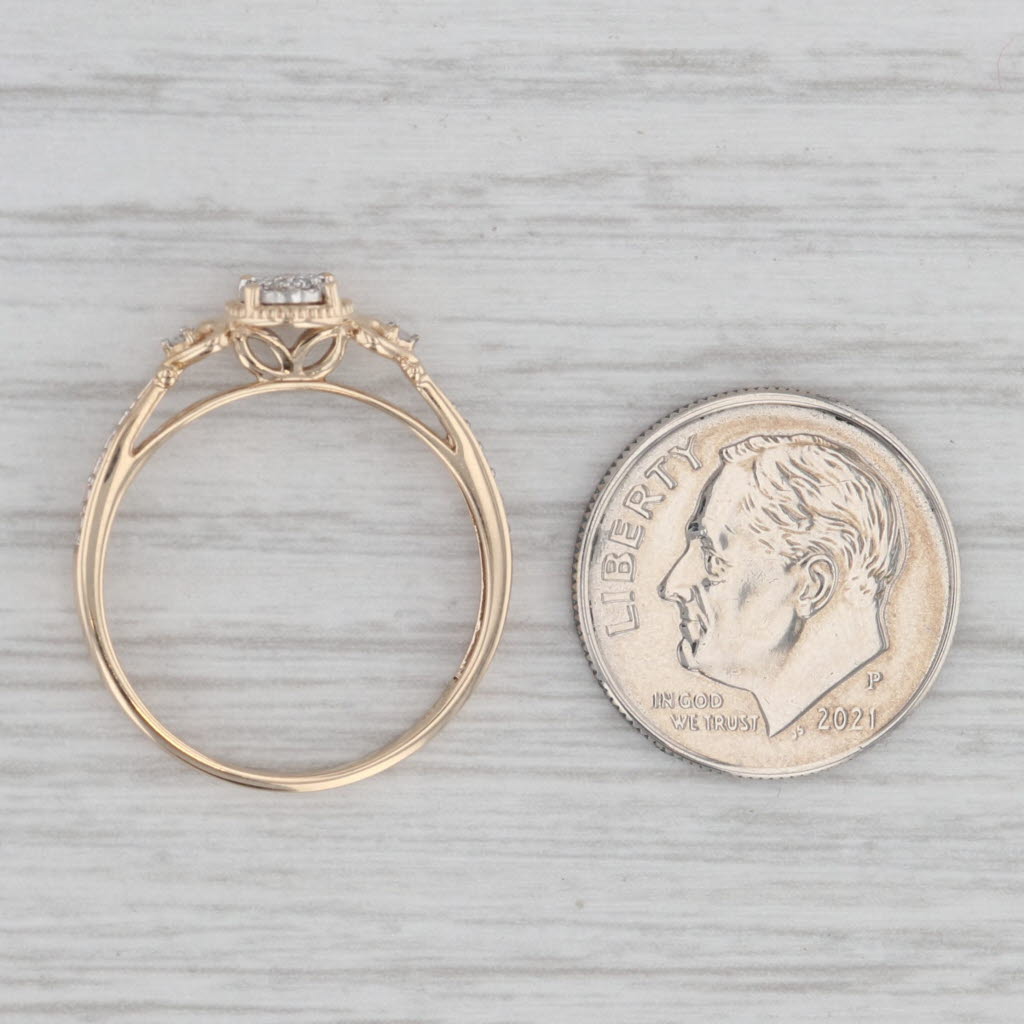 Gray Diamond Accented Heart Ring 10k Yellow Gold Size 7 Cathedral Engagement Promise