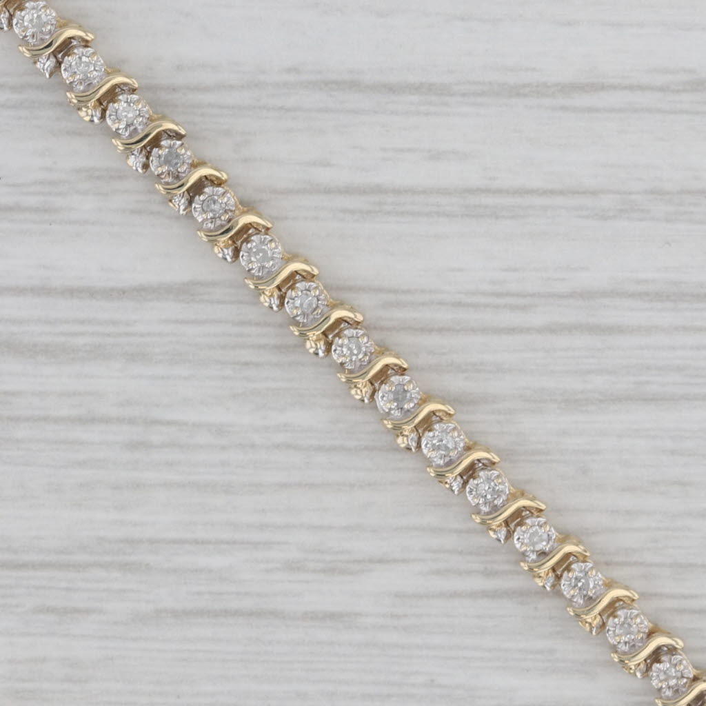 Gray 0.50ctw Diamond Tennis Bracelet 14k Yellow Gold 7" 3.6mm