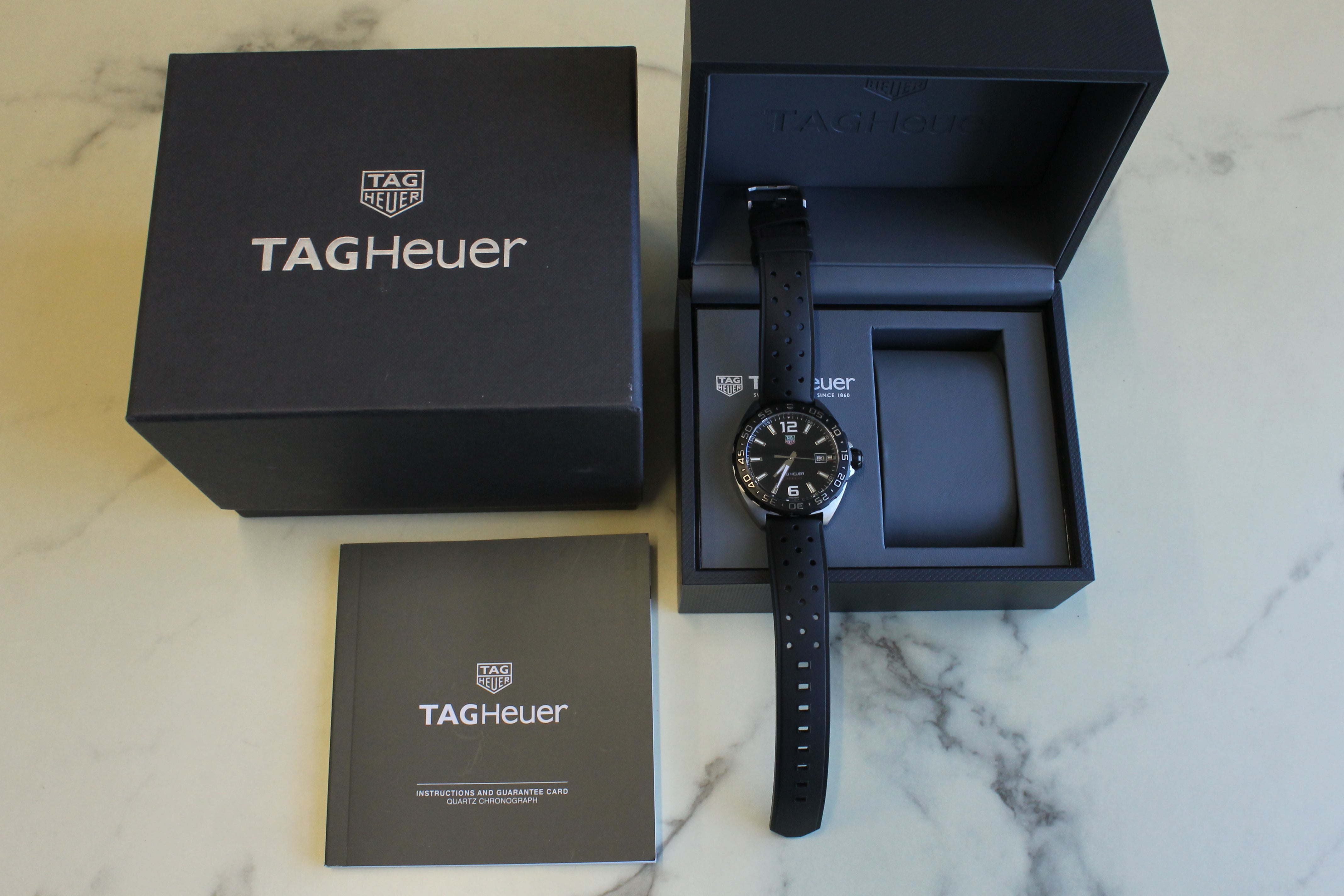 Gray Tag Heuer Formula 1 41mm Steel Mens Quartz Watch w Box Strap WAZ1110 New Battery
