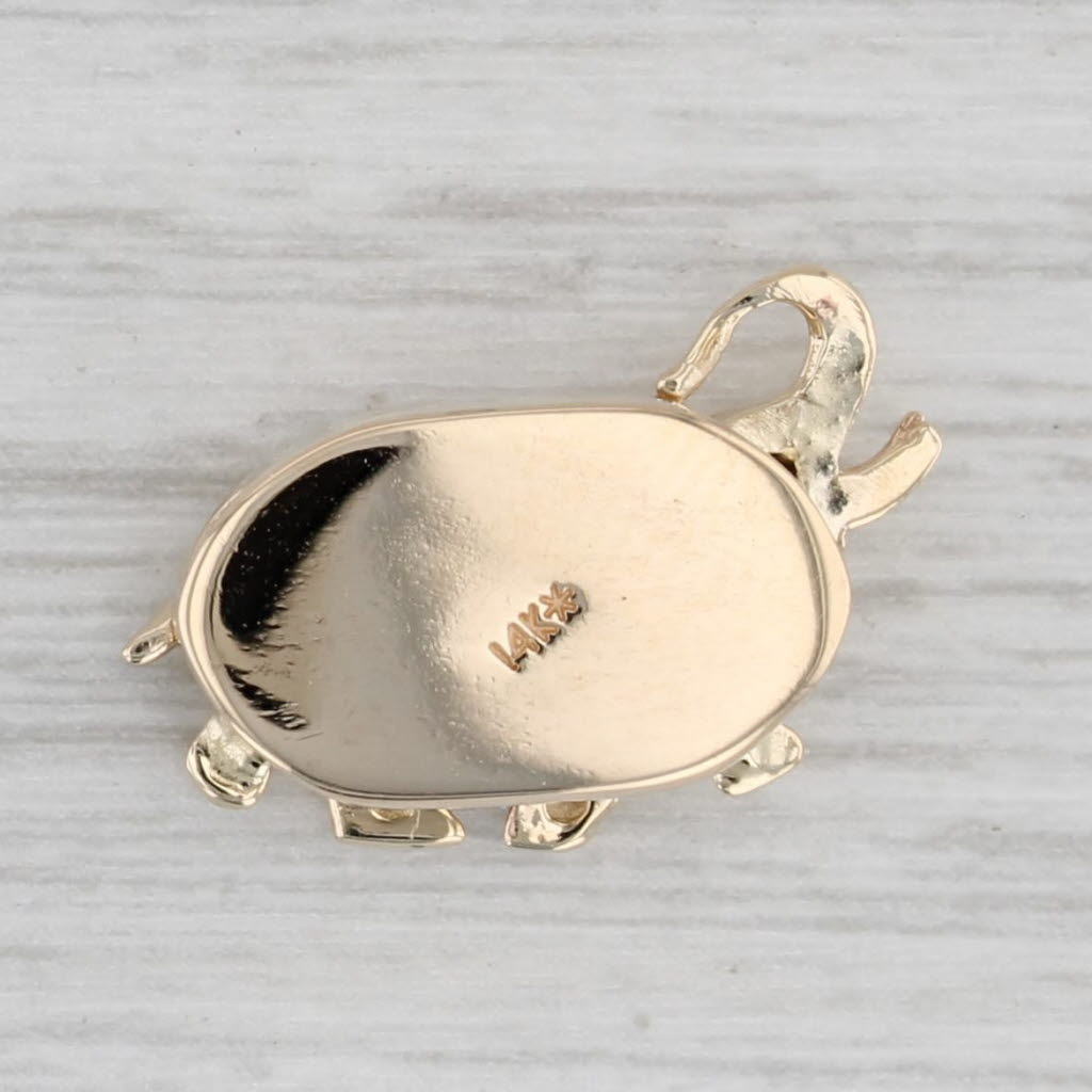 Gray Vintage Diamond Elephant Slide Bracelet Charm 14k Yellow Gold