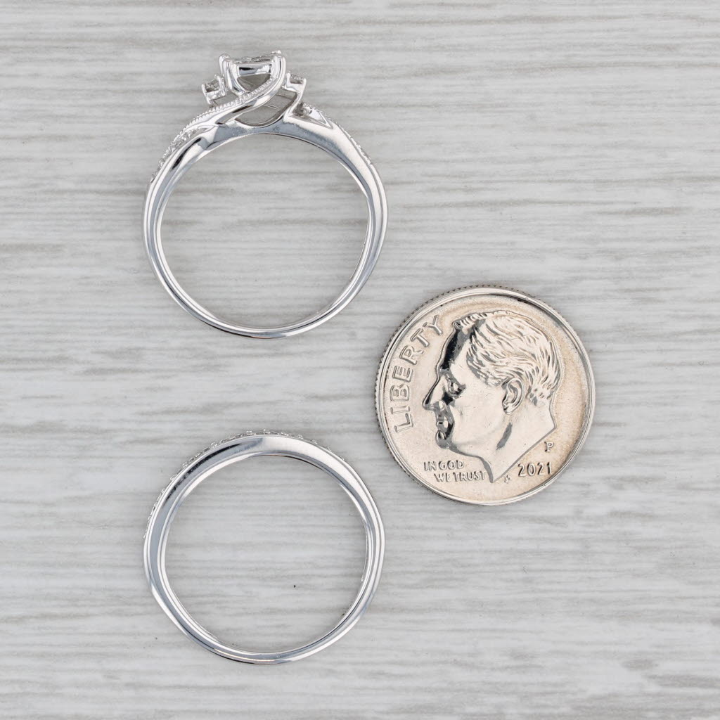 Gray 0.27ctw Diamond Engagement Ring Wedding Band Bridal Set 10k White Gold Size 5